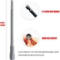 thumbnail image 2 of Impact Nut Driver Set, 6 Inch (150mm) Long Magnetic Tip Nut Setter Drill Bit Extension, Quick Change 1/4" Hex Shank 6mm Nut Setter Driver Drill Bits- 5 pcs, 2 of 5