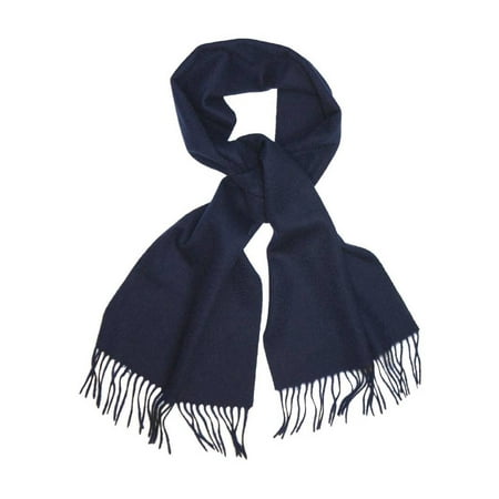 Mist Wool Scarf - Biagio 100% Wool NECK Scarf Solid NAVY BLUE Color Scarve for Men or Women