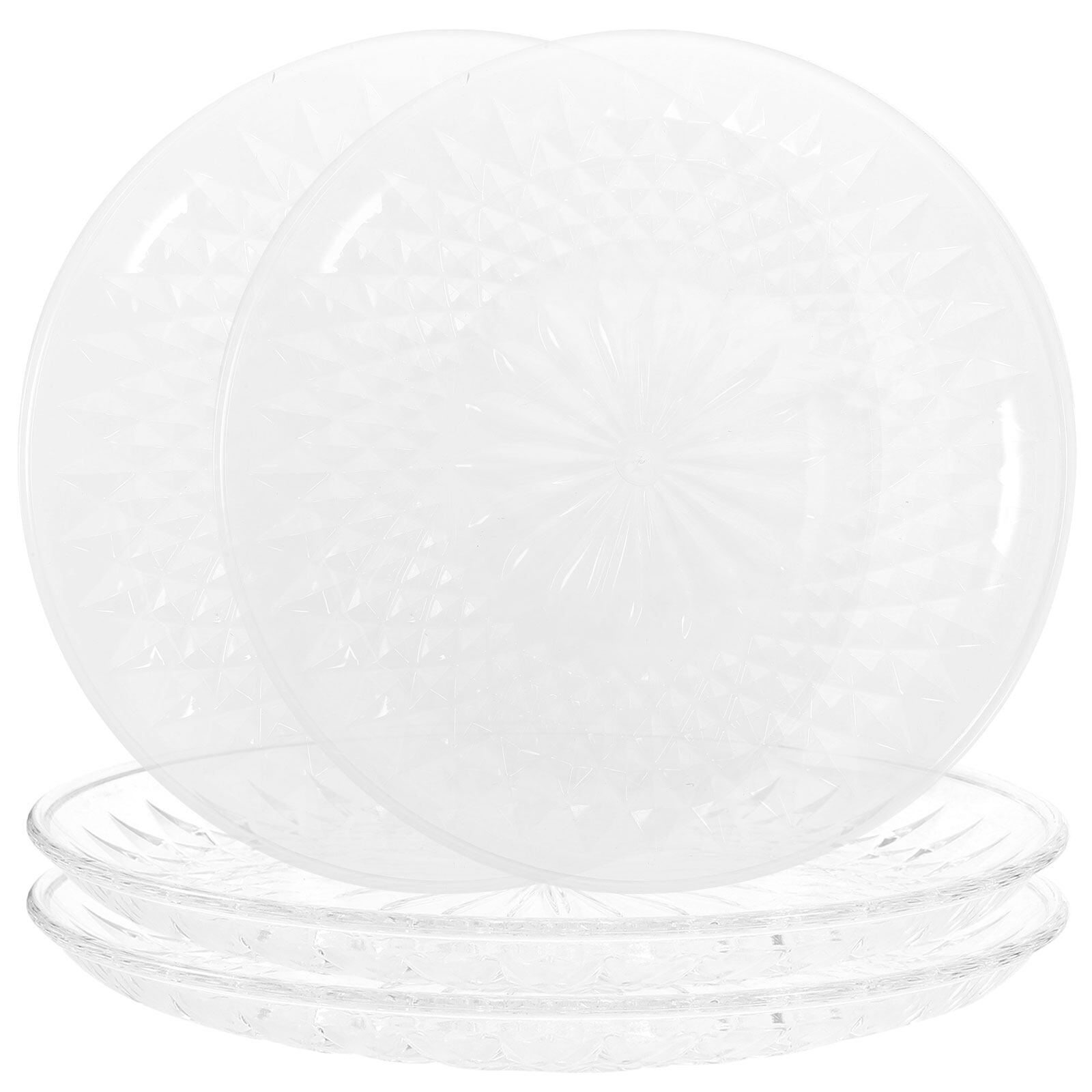 4Pcs Acrylic Fruits Plate Transparent Snack Plate Clear Acrylic Dessert