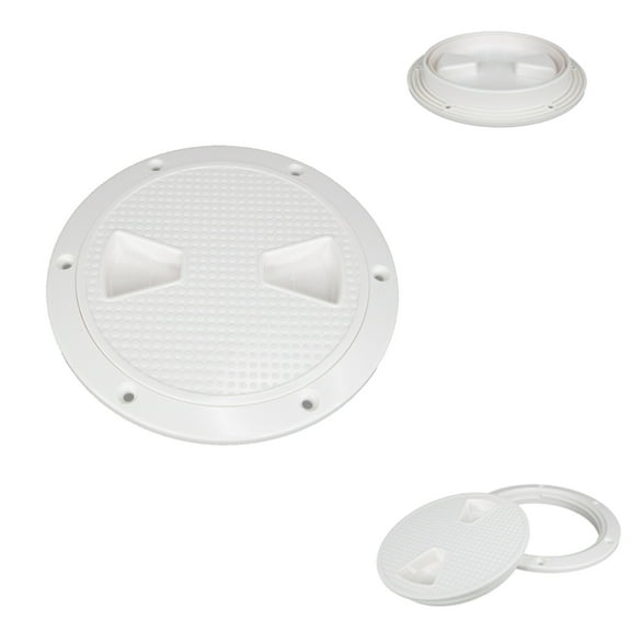Pactrade Marine RV Heavy Duty White Plastic 6'' Twist-N-Lock Waterproof Deck Plate Inspection Hatch Circle Center