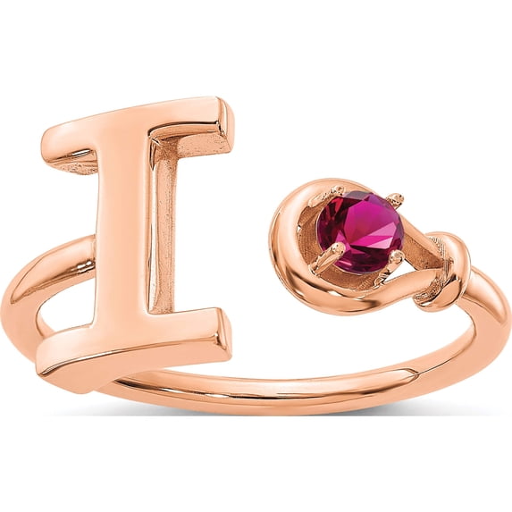 10K Rose Gold Letter I With Birthstone Ring (Size 7) Made In United States 10xnr81ir