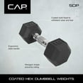thumbnail image 6 of CAP Barbell 15 Lb. Coated Hex Dumbbell - Black/Silver, 6 of 7