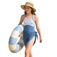 thumbnail image 2 of FASHOFT Girls Swimsuit Ruched Adjustable Straps One Piece Bathing Suit with Cover up Skirt for Beach Poor Girls' Swimwear Navy 7-8 Years, 2 of 6