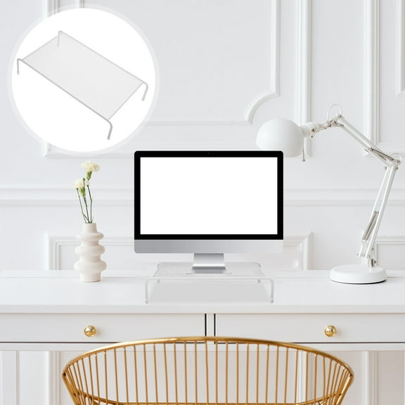 GAXIRE White Ergonomic Monitor Stand for Desk Elevated Computer Screen Riser with Sturdy Support