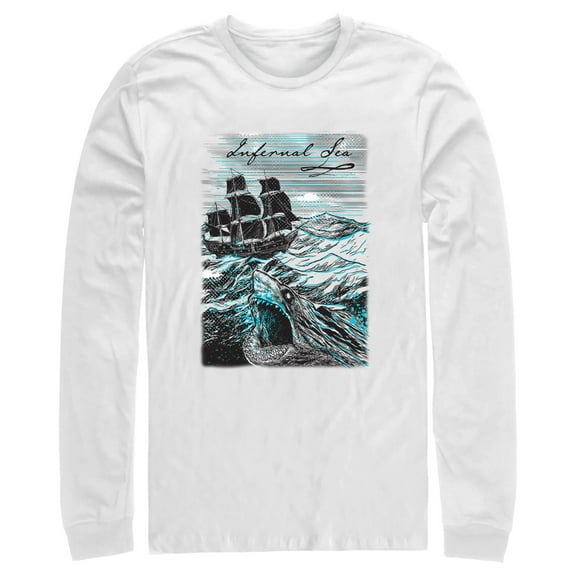 Men's Pirates of the Caribbean: Curse of the Black Pearl Infernal Sea  Long Sleeve Shirt White Large
