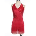thumbnail image 3 of iixpin Justaucorps à Franges en Strass pour Femmes Cocktail Salon Rumba Salsa Danse Justaucorps Combishort Bordeaux L, 3 of 6