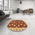 thumbnail image 4 of Ahgly Company Machine Washable Indoor Round Abstract Orange Area Rugs, 6' Round, 4 of 7