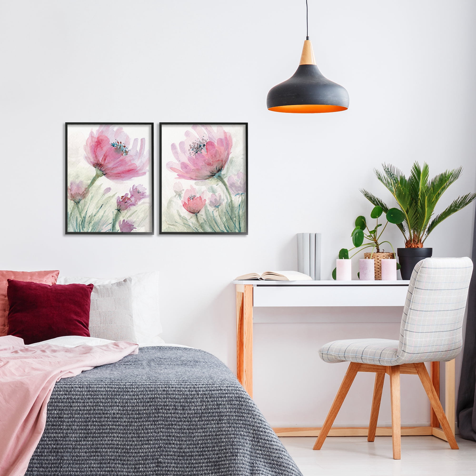 Stupell Industries Speckled Flower Stamens 2 Piece Black Framed Giclee Art Set, design by Patti Bishop