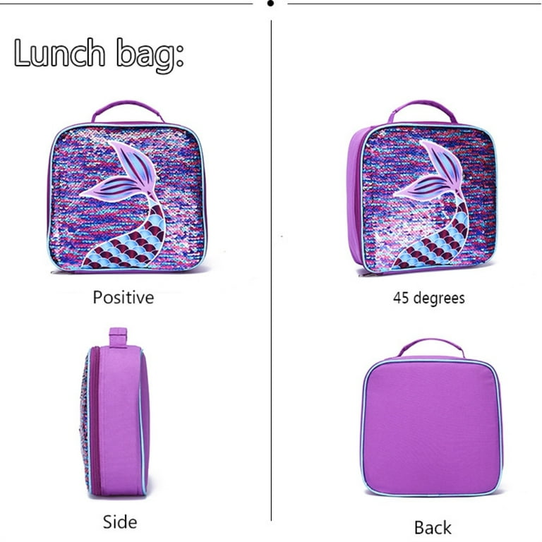 Girls Backpack Rainbow Glitter Kids School Bookbag 3 in 1 Set School Bag with Lunch Bag Pencil Case