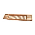 thumbnail image 3 of Soporte para bañera, bandeja de baño, estante de ducha, regalo relajante para accesorios de cuidado personal, organizador para copas de vino de 70 cm marrón, 3 of 8