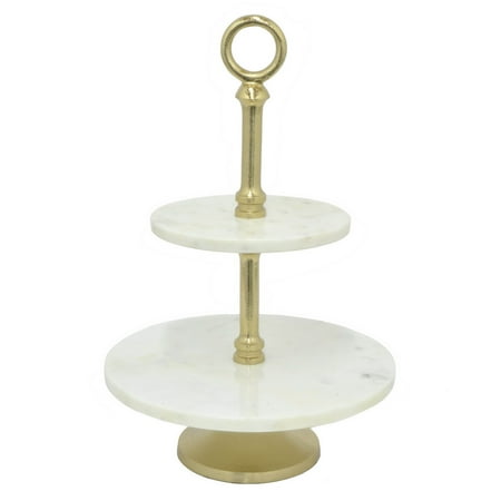 three hands 43589 white marble 2 tier cake stand walmart com