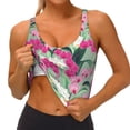 thumbnail image 4 of Fotbe Orchids Flowers Pattern Womens' Sports Bra Longline Wirefree Padded with Medium Support Sports Moisture-Wicking Workou Vest,Tank Top-Large, 4 of 9