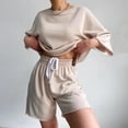 thumbnail image 3 of Womens 2 Piece Outfits 3/4 Sleeve Tops And Elastic Waist Shorts Sets Loungewear Conservative Swimsuits for Women Swim Suit Athletic Suits for Women Short Pants Swimsuit for Women Women Swim Shorts, 3 of 6