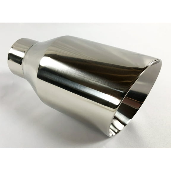 Exhaust Tip 2.50" Inlet 4.00" Outlet 8.00" long WBOSS4008-250-DW-SS Slant Angle 304 Stainless Steel Wesdon Exhaust Tip
