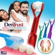 4-PK | DenTrust | The Only Child-Safe 3-SIDED Toothbrush | Children Can Easily Brush Better | Clinically Proven, Fast, Easy & More Effective for Youth Teens Children Special Needs Autism Braces | USA