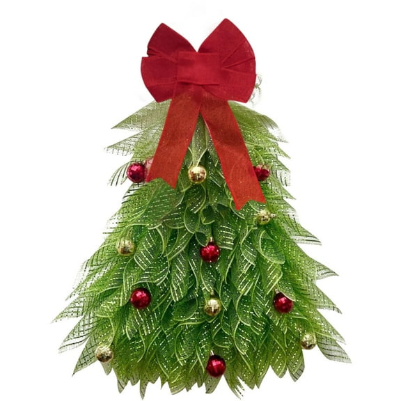 Handmade Christmas Tree Wreath - Front Door Decor, Festive Ornament, Suitable Christmas Gift for Home Entryway, Porch, Office Door Holiday Decoration