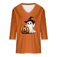 thumbnail image 5 of Heisall Womens Tops 2025 Fall Halloween Print V Neck Round Neck 3/4 Sleeve Loose Casual Blouses Halloween Fashion Shirts, 5 of 5