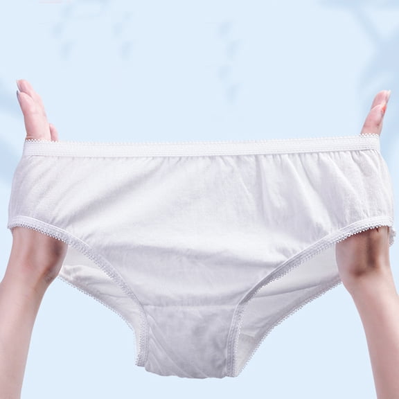 opvise 5Pcs Women Disposable Panties High Waist Stretchy Close Fit Underwear Cotton Crotch Briefs White 3XL