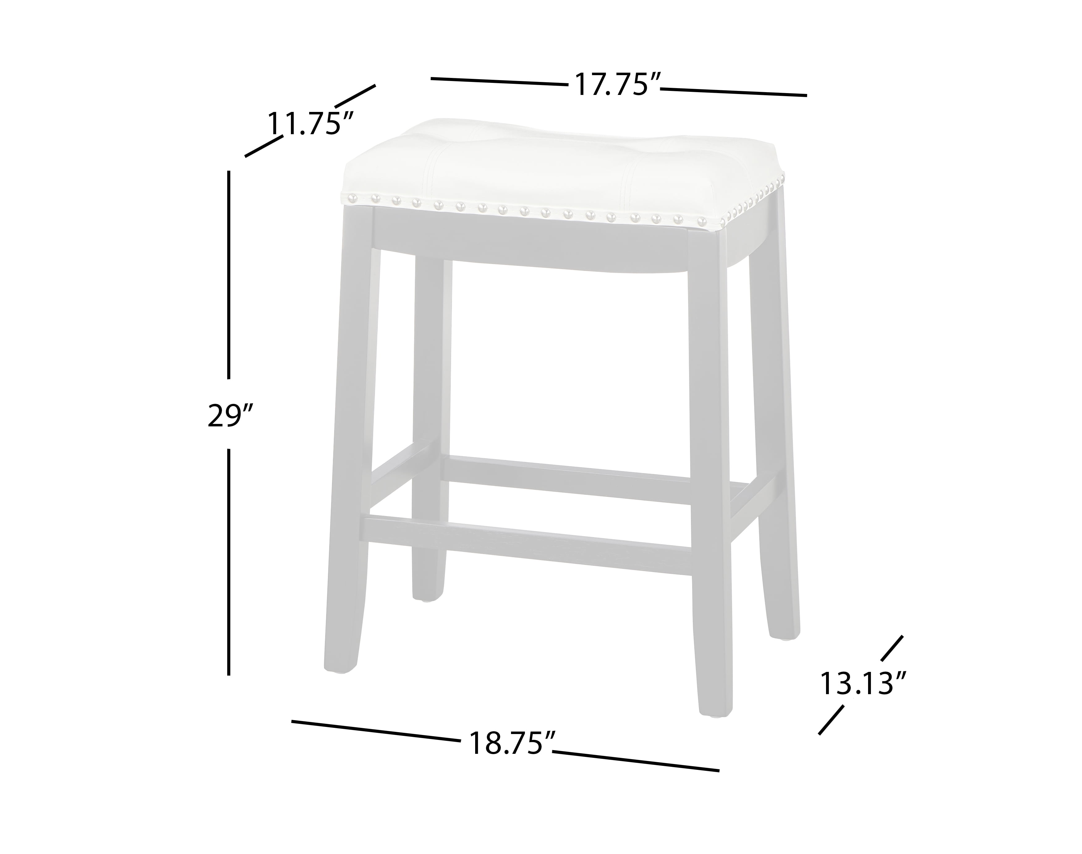 TMS 30" Biscoe Padded Saddle Bar Stool, Set of 2, Black/White