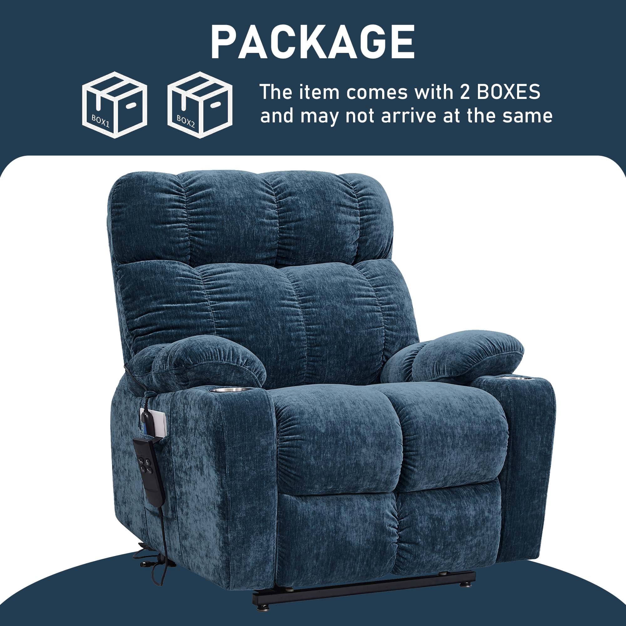 Momspeace Power Lift Recliner Chair Recliners for Elderly with Heat and Massage Recliner Chair for Living Room - Blue
