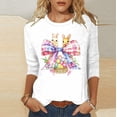 thumbnail image 2 of UVEASISHA Women's Novelty Holiday Tops Plus Size Cute Bunny Printed T-Shirt 3/4 Sleeve Casual Spring Blouses Family Easter Party Shirts Pink 3XL, 2 of 7