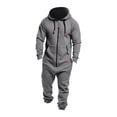 thumbnail image 3 of Blekii Men's Romper Jumpsuit, Hooded Sweatshirt Style One-Piece, Solid Color Casual Overalls, Unique Fashion Statement Piece, Comfortable Yet Stylish Outfit, Trendy Loungewear for Men, Grey 4Xl, 3 of 10