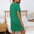 thumbnail image 4 of XIAONU Women's Solid Zip Front Pocket Mini Sleepwear Loose Short Sleeve Split Neck Loungewear Soft Sleek Sleep Nightgowns, 4 of 6