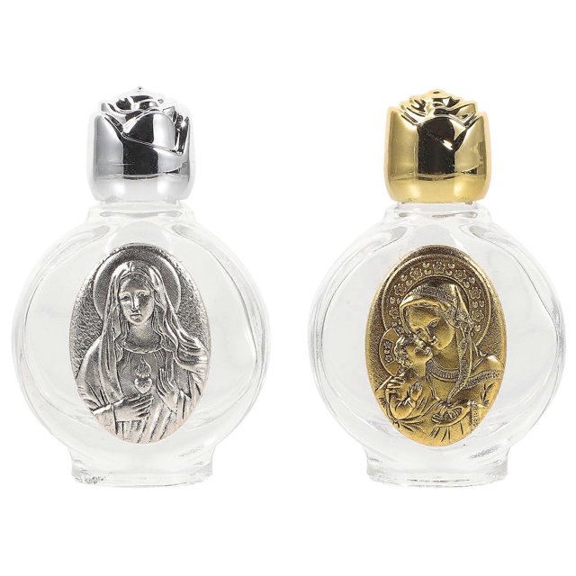 2pcs Glass Holy Water Bottle Embossed Glass Holy Water Bottle Pocket Holy Water Bottles