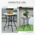 thumbnail image 4 of Mosaic Patio Table, Round Coffee Table with Metal Frame, Garden Furniture for Outdoor, Poolside, Green, 4 of 7