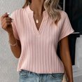 thumbnail image 2 of Ashirexll Short Sleeve Shirts for Women, Womens Tops Dressy Casual, Women's V-neck Short Sleeve Loose Shirt Top, 2 of 5