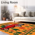thumbnail image 2 of ODIKA 8'x10' Machine Washable Non-Slip Area Rug, Vintage Truck Carrying Pine Trees with Snowflake Accents Duo High Traffic Rug with Pad, Orange, 628100, 2 of 8