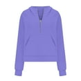 thumbnail image 3 of Usmixi Sweatshirt for Women Womens Half Zip Sweatshirt Long Sleeve Stand Neck Oversized Sweatshirts Casual Solid Pocket Cozy Fleece Pullover Tops Blouses Winter Sweatshirt, 3 of 6