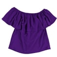 thumbnail image 2 of bar III Womens Ruffled Off the Shoulder Blouse, Purple, Medium, 2 of 2
