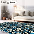 thumbnail image 2 of ODIKA 2'x3' Machine Washable Non-Slip Area Rug, Whimsical Spider Web with Wildflowers and Abstract Leaves High Traffic Rug with Pad, Blue, 542593, 2 of 8