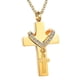 thumbnail image 4 of Collar de urna de cremación con colgante de doble cruz de acero clásico para hombres y mujeres especial Dorado, 4 of 9