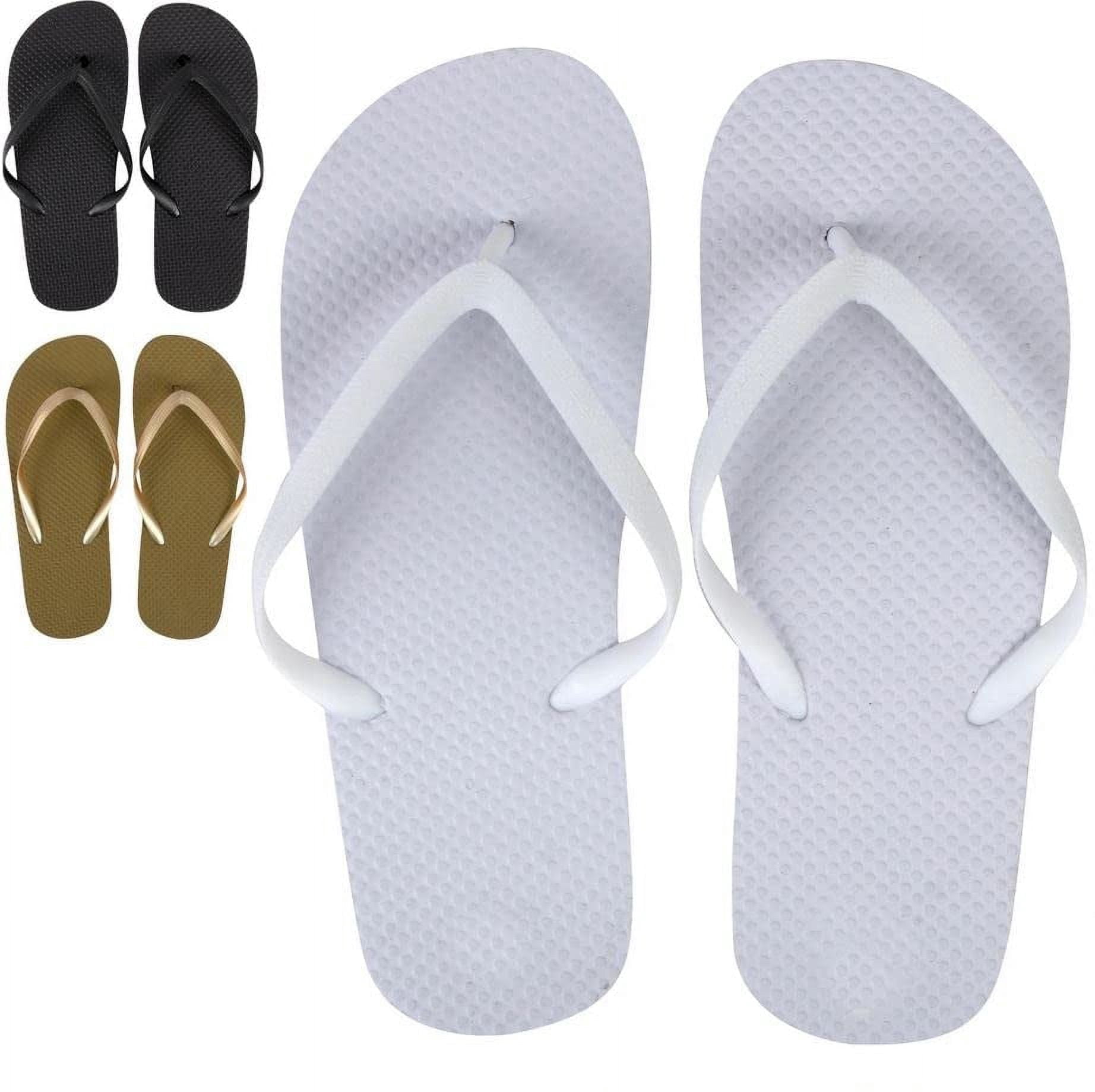 50 pairs Trail maker Flip Flops for Women, Weddings, House Guests, Indoor, Outdoor in Black, White, Gold