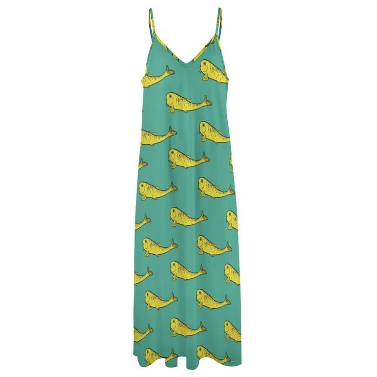 Yellow Fish Pattern Sleeveless Dress beach dress women s fashion dresses Walmart