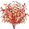thumbnail image 2 of 5 Pcs Artificial Eucalyptus Stems Fall Stems Tall Silver Dollar Eucalyptus Leaves Fake Silk Eucalyptus Branches Autumn Decorations for Home Wedding Party Thanksgiving Decor(Orange), 2 of 7