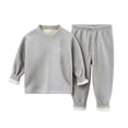 thumbnail image 2 of LvhaoGJOB Little Kids Boys Sweatshirt and Pants Outfit Set, Gray - sherpa fleece cuffs, cream sherpa lining, 2 of 7