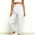 thumbnail image 4 of Elvqul Womens Cargo Pants with Multi Pockets, High Waisted Joggers Elastic Waist Button Quick Dry Casual Baggy Relaxed Fit Athletic Pants for Hiking Climbing Workout, 4 of 8