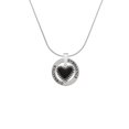 thumbnail image 2 of Delight Jewelry Silvertone Black Heart with Beaded Border Gymnastics Ring Charm Necklace, 18", 2 of 4