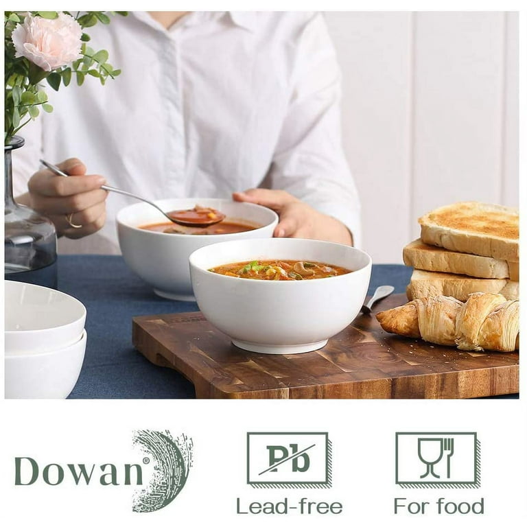 DOWAN White Ceramic Bowls with Lids, Serving Bowls with Lids, Food Storage  Container, 64/42/22/12 oz, Set of 4