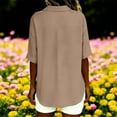 thumbnail image 5 of RongHuan Women's Cotton Linen T-Shirt Short Sleeve V Neck Tops Summer Casual Work Blouses Loose Fit Basic Tees, 5 of 8