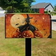 thumbnail image 3 of Halloween Orange Pumpkin Witch Bat Spooky Mailbox Covers,Magnetic 21x25.5 Inch Mailbox Wrap Water Proof Reusable Halloween Box Wrap for Garden Outdoor Decorative, 3 of 4