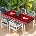 thumbnail image 2 of Valentine's Day Table Cloths for 5 Foot Rectangle Tables, Red Love Heart Roses Romantic Modern Art Patio Waterproof Elastic Fitted Tablecloths, Washable Rectangular Table Cover for Camping, 2 of 8