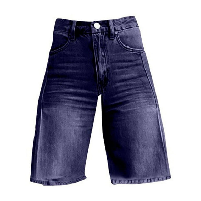 JJHGVB Jean Shorts Baggy Jeans Knee Length Shorts Women Wide