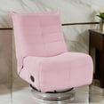 thumbnail image 6 of Gea 35 Inch Swivel Recliner Chair- Tufted- Pink Corduroy- Solid Wood, 6 of 6