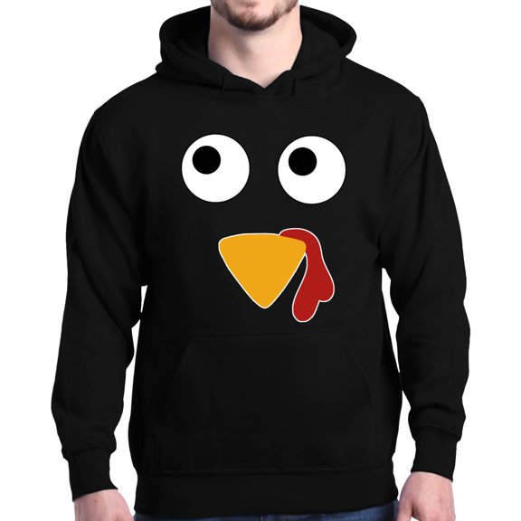 Shop4Ever Men's Turkey Face Thanksgiving Hooded Sweatshirt Hoodie XXX-Large Black