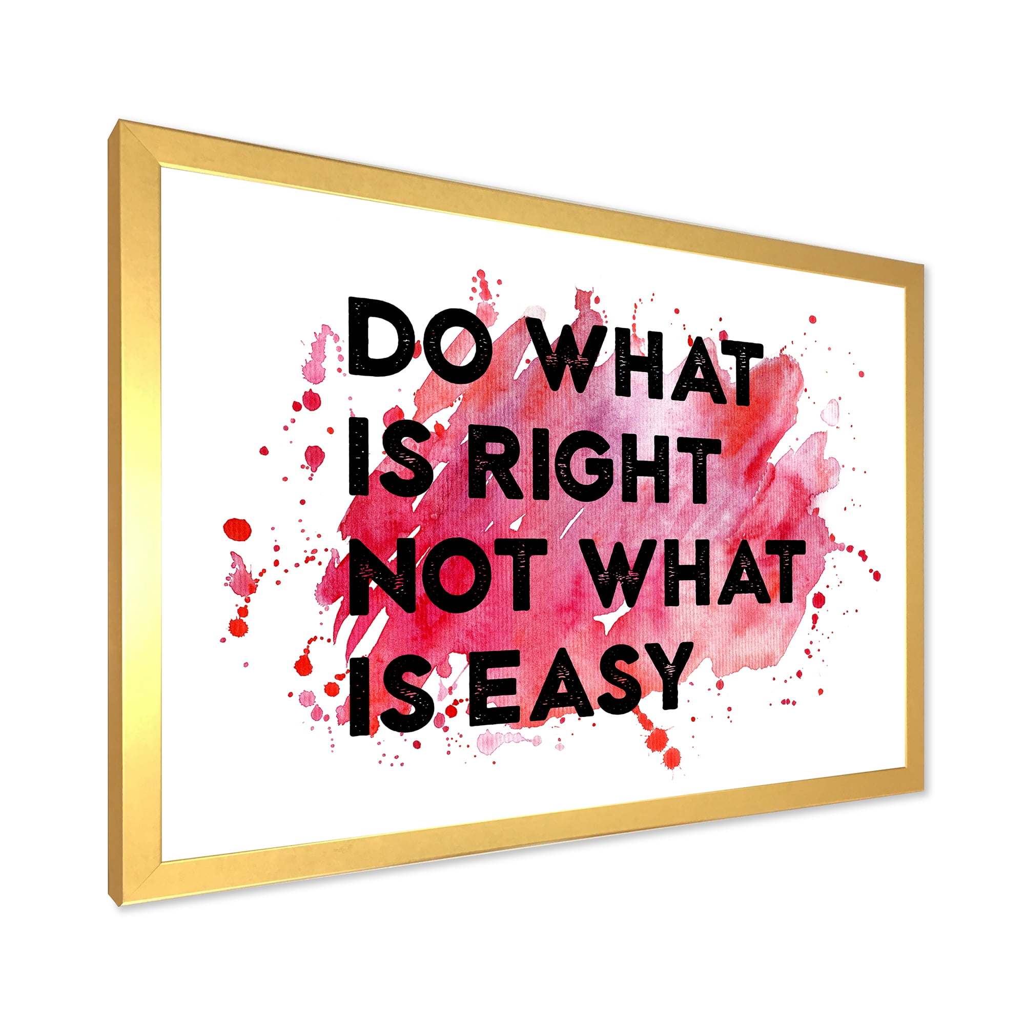 Designart 'Do What Is Right Not What Is Easy On Red Background' Traditional Framed Art Print