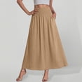 thumbnail image 2 of Turilly Summer Skirts for Women Elastic High Waist Flared Midi Skirt Solid Color Soft Daily Casual All Match Skirt, 2 of 7